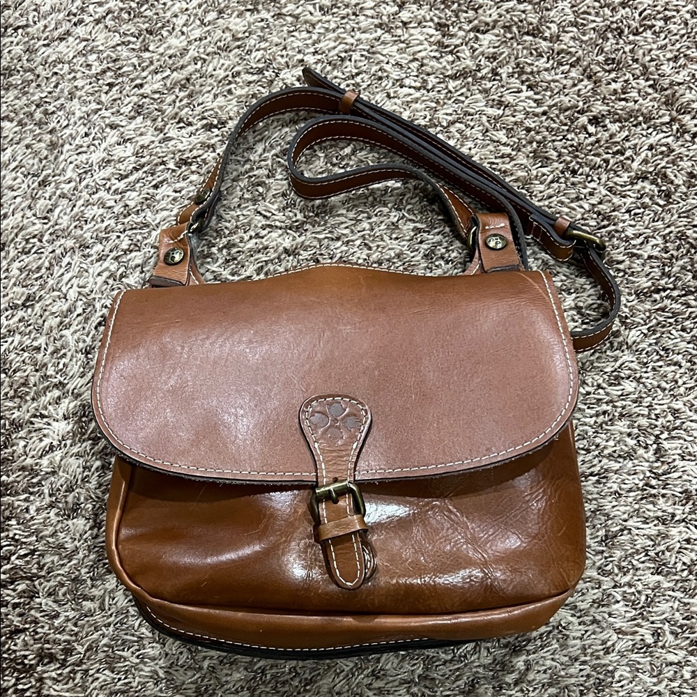 Patricia Nash Tan Leather Saddle Bag $249